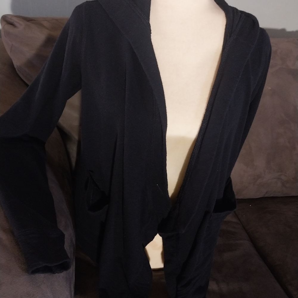American Living Women's Black Open-Front Cardigan